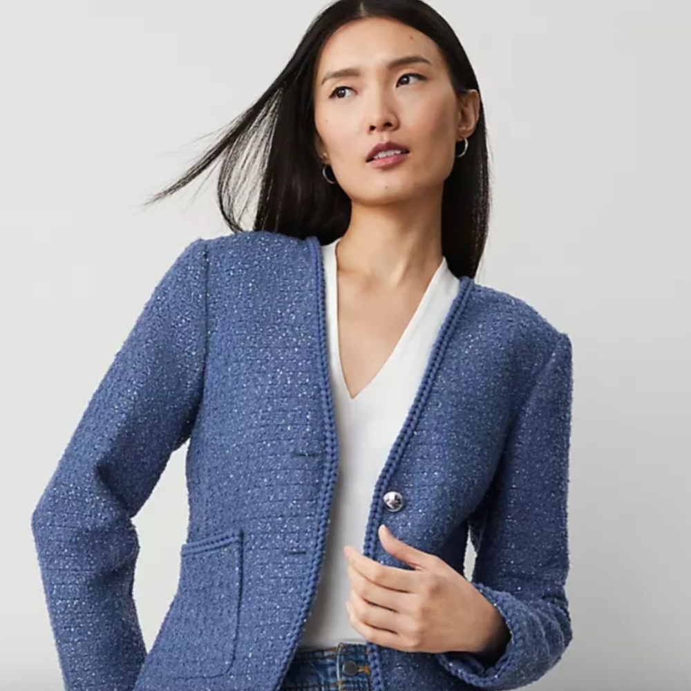 Ann Taylor Blue Textured Blazer